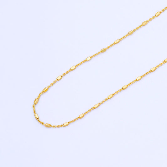24K Gold Filled 1.3mm Tube Beads Satellite Chain 18 Inch Necklace | WA-01601