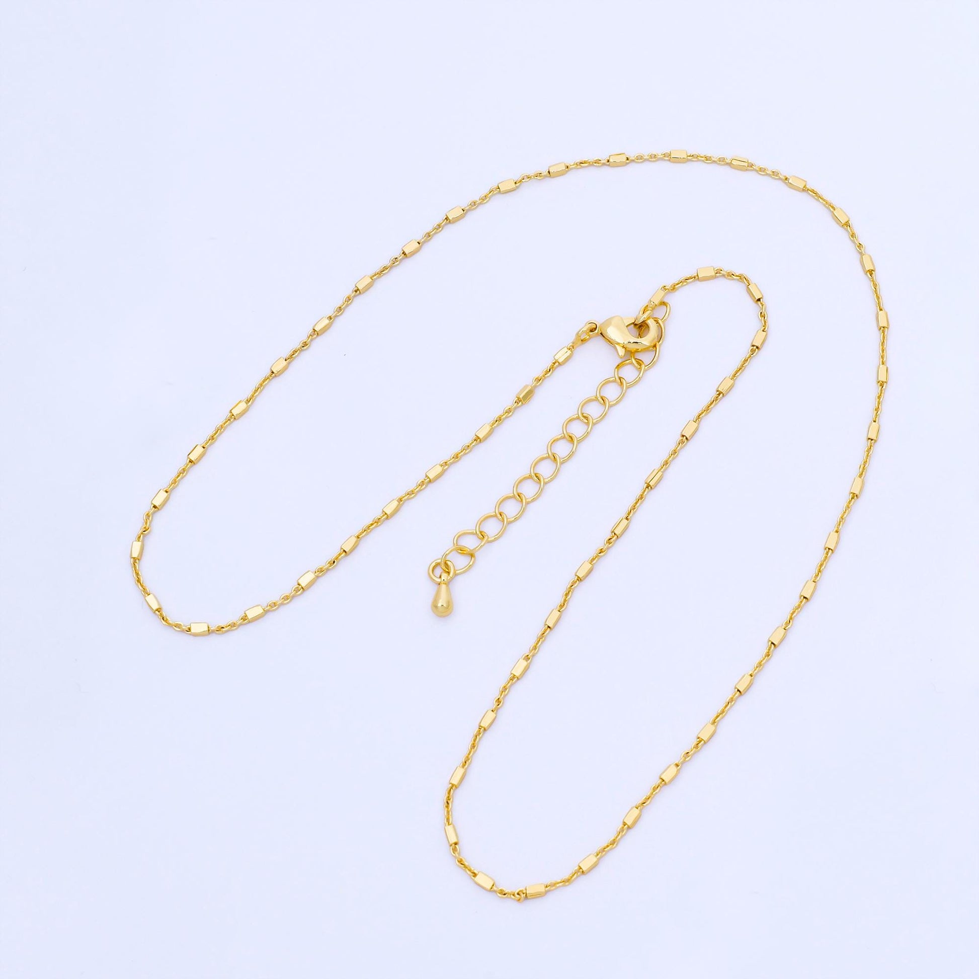 24K Gold Filled 1.3mm Tube Beads Satellite Chain 18 Inch Necklace | WA-01601
