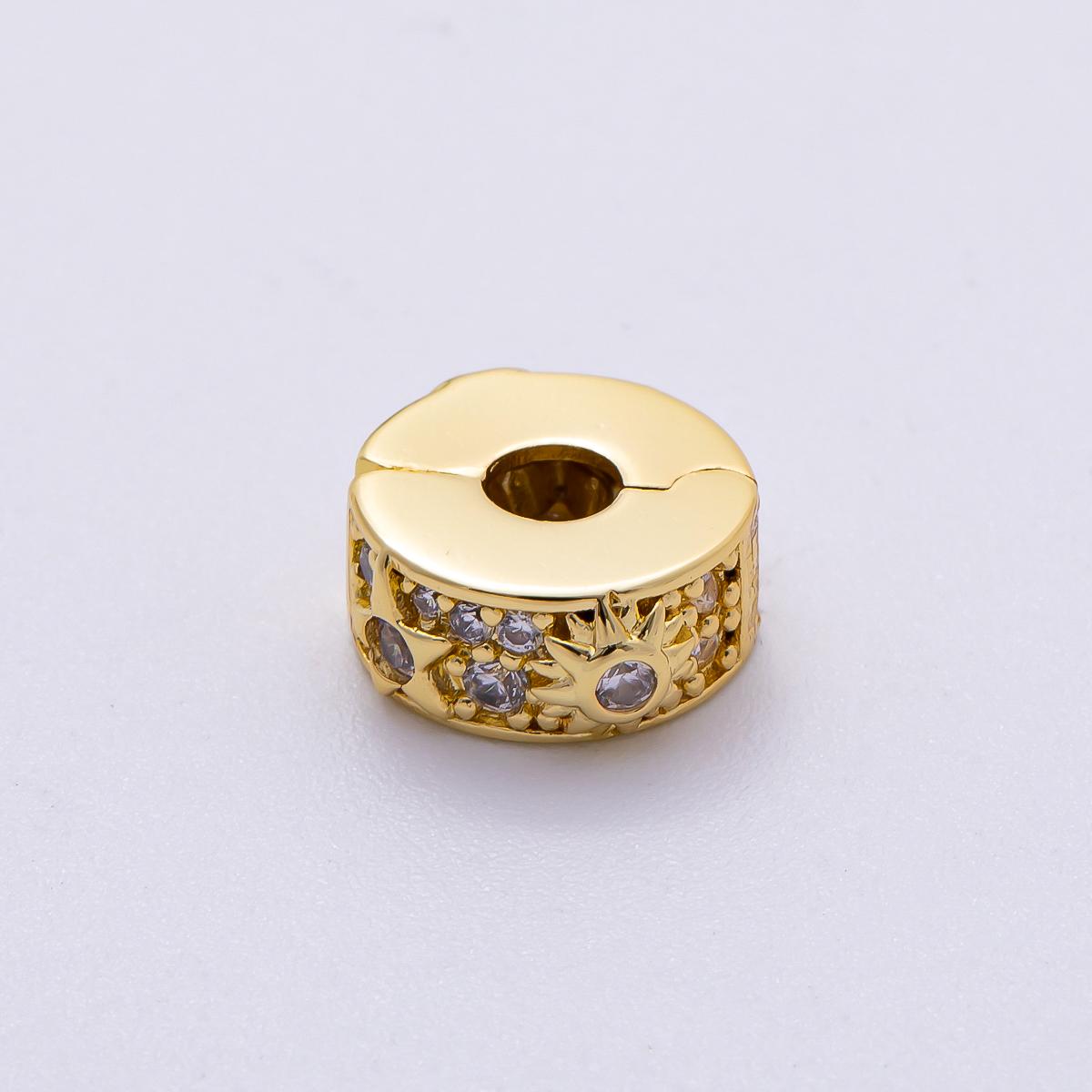 16k Gold Filled 11.1mm Celestial Sun and Moon Spacer Charm Bead for bracelets necklaces sparkling cubic zirconia galaxy gift | BEADS-00232