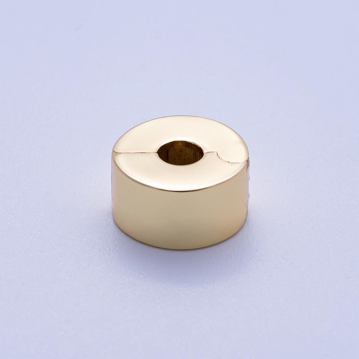 16K Gold Filled 10mm Snap Clip Open Minimalist Spacer Rondelle Bead Sleek Jewelry Finding for Charm Bracelets and Necklaces | Beads-00233