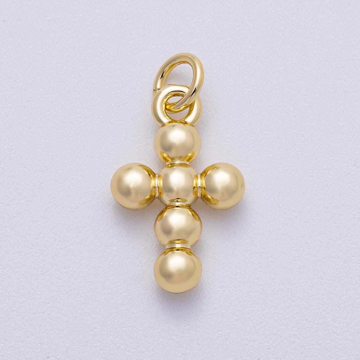 16K Gold Filled 17mm Minimalist Bubble Round Cross Charm Minimalist Faith Gift Religious Jewelry Supply for custom necklace | Charms-00498