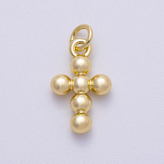 16K Gold Filled 17mm Minimalist Bubble Round Cross Charm Minimalist Faith Gift Religious Jewelry Supply for custom necklace | Charms-00498