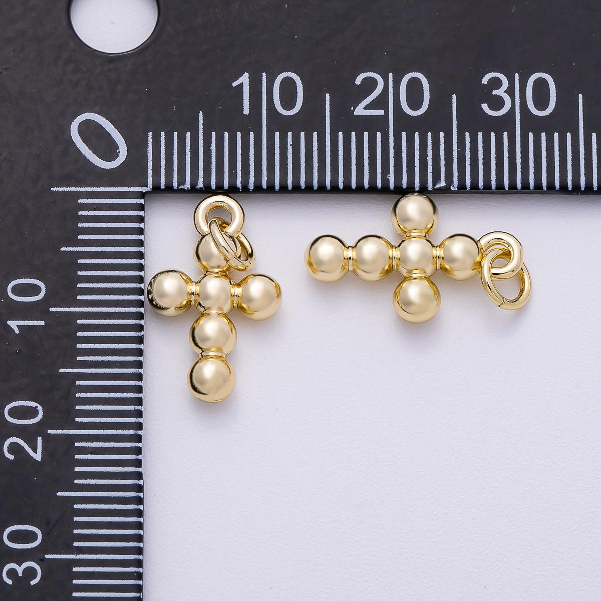16K Gold Filled 17mm Minimalist Bubble Round Cross Charm Minimalist Faith Gift Religious Jewelry Supply for custom necklace | Charms-00498