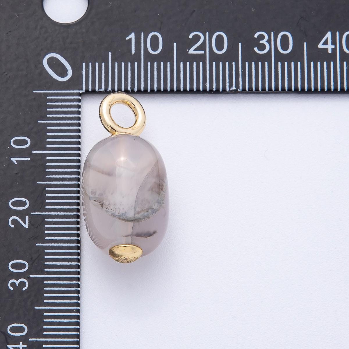 Natural Grey Gemstone Pendant 28mm 18k Gold Filled Minimalist Charm Healing Crystal Jewelry for Custom Necklace Gift for Her | CHARMS-00478