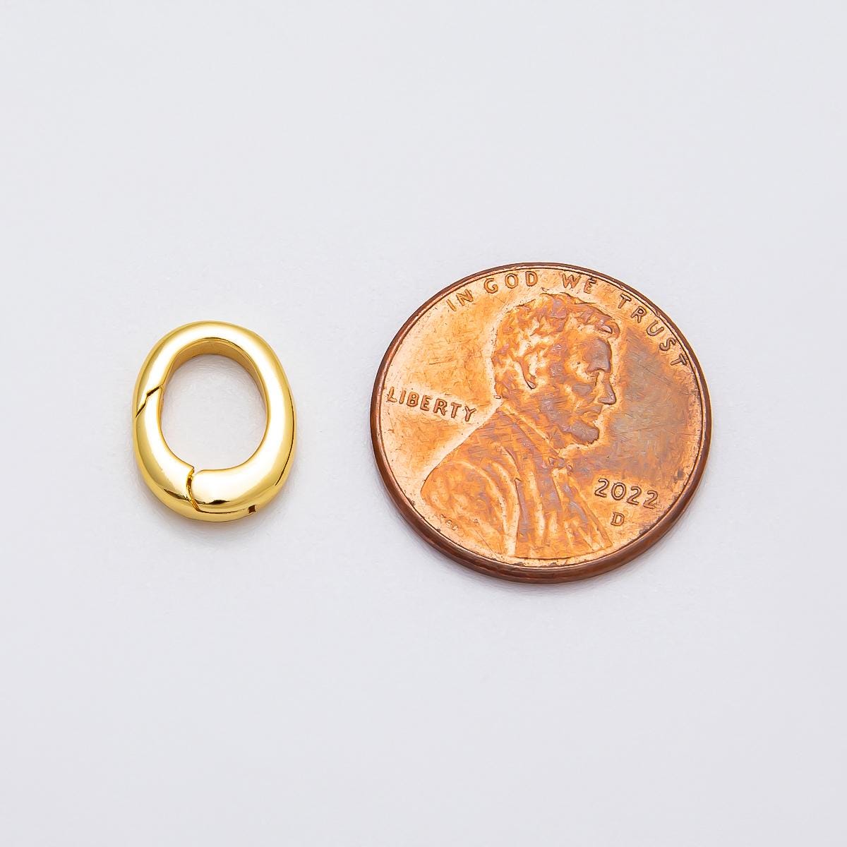 16K Gold Filled 11.5mm Minimalist Push Gate Oval Enhancer Charm Holder Spring Carabiner Connector for Necklace and Bracelet | Findings-00134