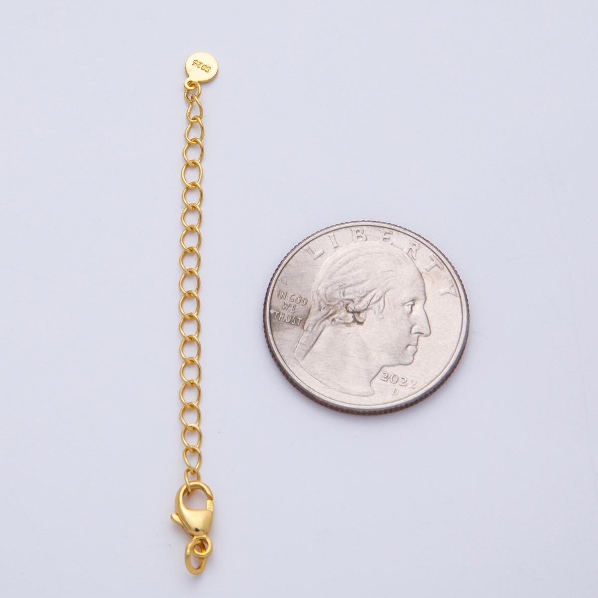 18k Sterling Silver S925 Gold Chain Extender with Lobster Clasp DIY Jewelry Supply Finding for custom Necklace or Bracelet | SL-713