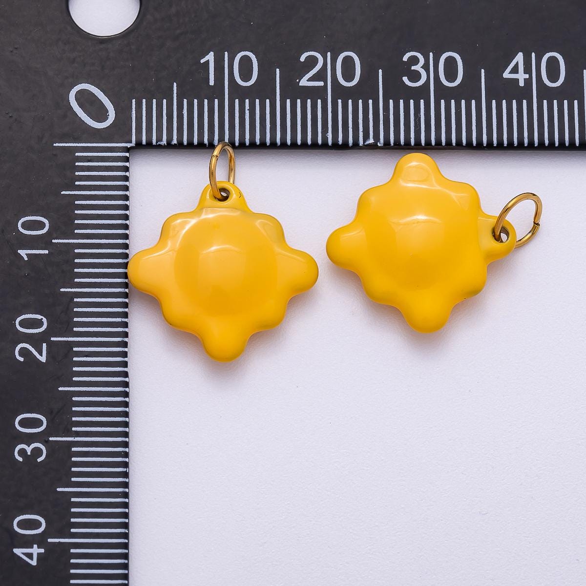 Stainless Steel 18mm Yellow Cheese Crackers Rhombus Enamel Charm Foodie Gift for Her Snack Jewelry for Earrings necklace | Charms-00501