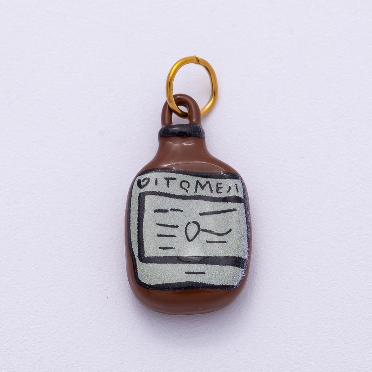 PVD Stainless Steel 22mm Brown Soda Bottle Enamel Charm Tiny Flask Pendant Miniature Bottle Art DIY Supply for necklace | Charms-00505