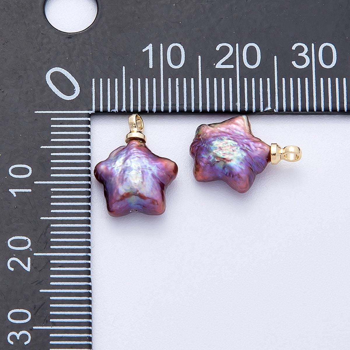 18k Gold Filled 14.3mm Mini Star Pearl Charms Natural Mauve Purple Freshwater Pearl Pendants Celestial Jewelry Making Supply | CHARMS-00477
