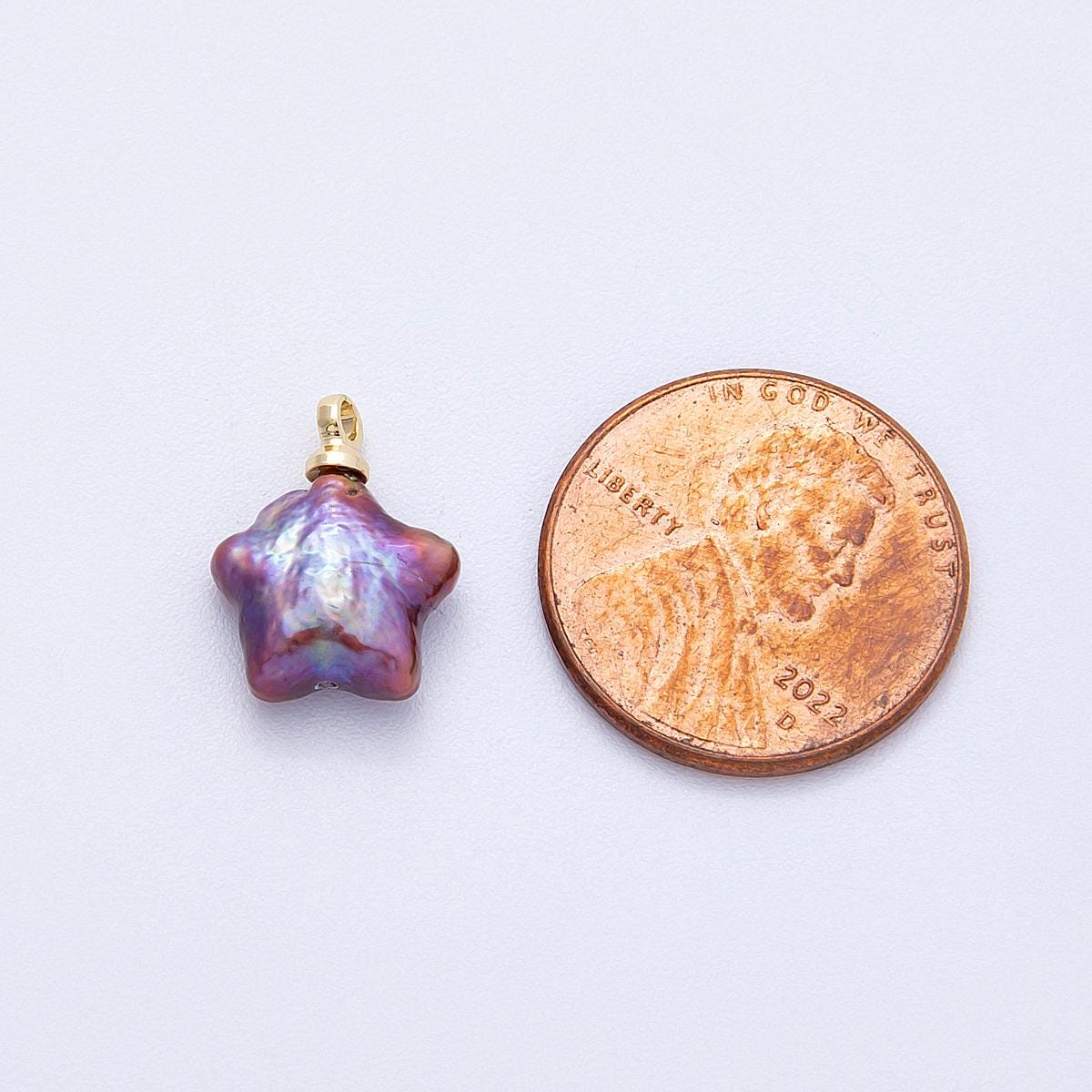 18k Gold Filled 14.3mm Mini Star Pearl Charms Natural Mauve Purple Freshwater Pearl Pendants Celestial Jewelry Making Supply | CHARMS-00477