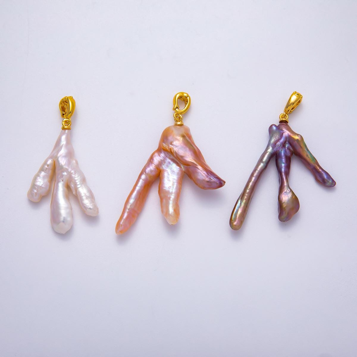 18K Gold Filled 44.8mm Sea Coral Pearl Pendant Reef Shaped Baroque Branch Necklace Under the Sea Gift for her DIY Supply | Charms-00493