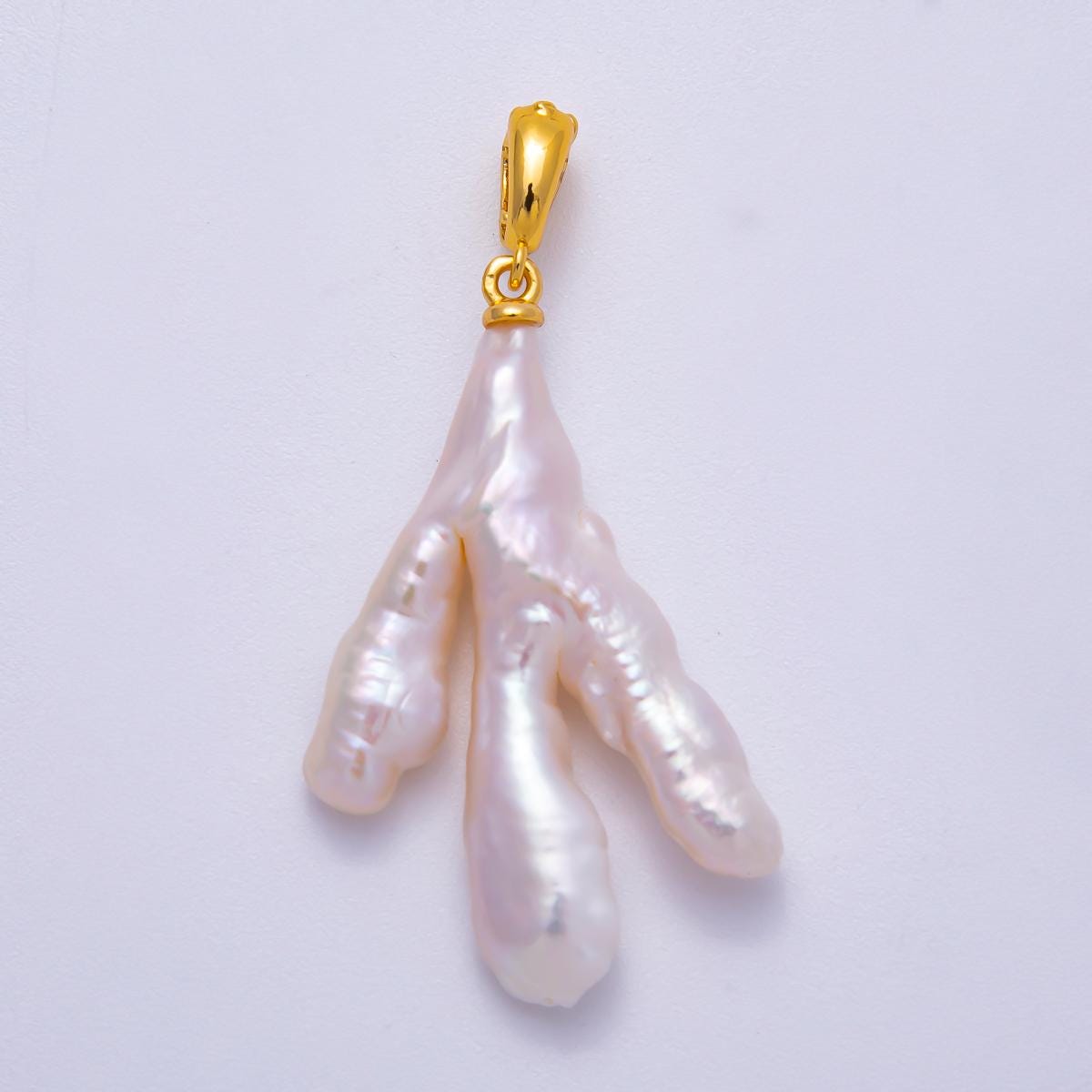 18K Gold Filled 44.8mm Sea Coral Pearl Pendant Reef Shaped Baroque Branch Necklace Under the Sea Gift for her DIY Supply | Charms-00493