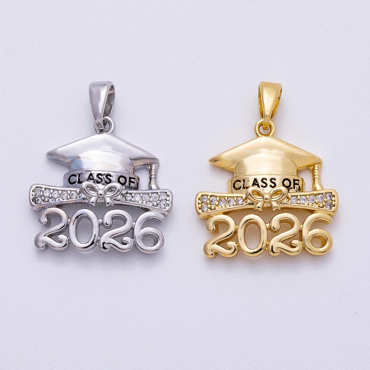 16k Gold Filled 18mm Dainty 2026 Graduation Charm Cap and Diploma Necklace Senior Jewelry Gift Personalized Keepsake for Her | CHARMS-00487