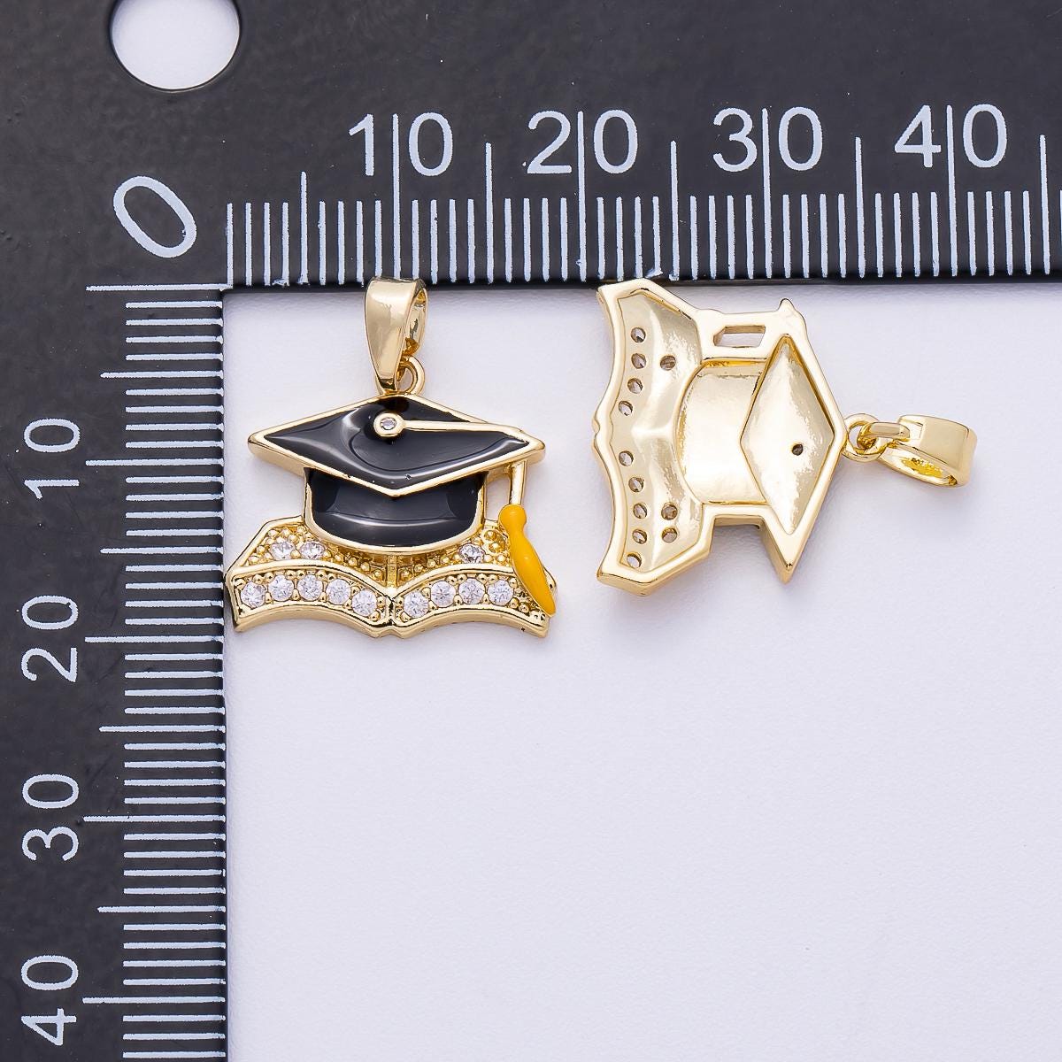 16k Gold Filled 15.9mm 2026 Graduation Pendant Cap and Diploma Necklace Senior Jewelry Gift Personalized Keepsake Unisex | CHARMS-00489