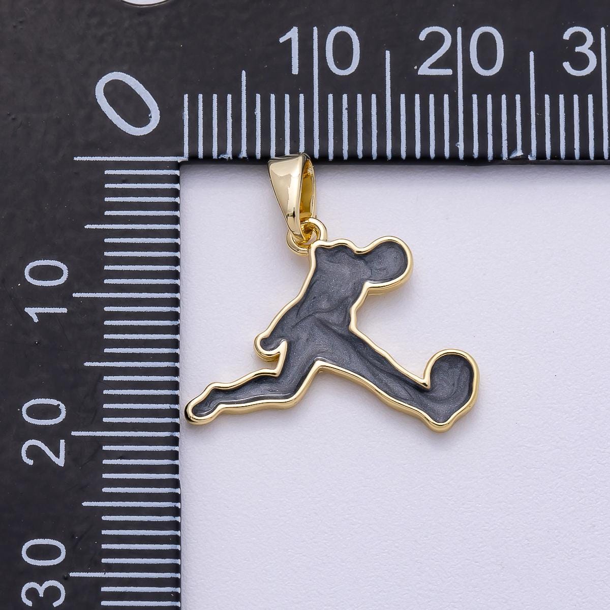 16k Gold Filled 15mm Running Silhouette Figure Pendant Soccer Athlete Charm DIY Jewelry Supply for Sports Necklace Bracelet | CHARMS-00490