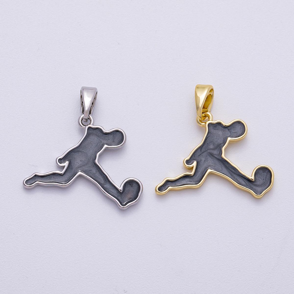 16k Gold Filled 15mm Running Silhouette Figure Pendant Soccer Athlete Charm DIY Jewelry Supply for Sports Necklace Bracelet | CHARMS-00490