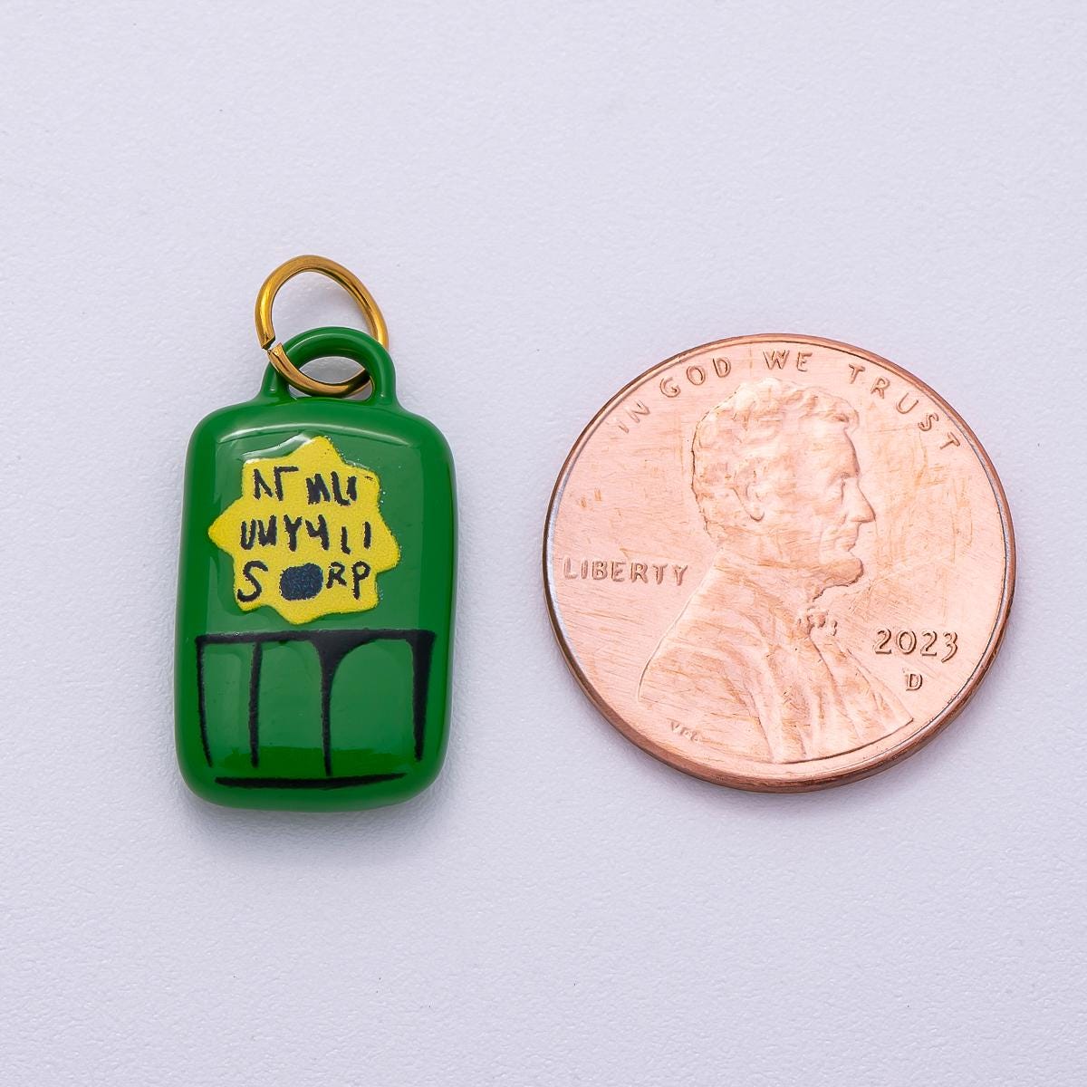 PVD Stainless Steel 20mm Green Juice Box Enamel Rectangle Charm Pop Art Ceramic Pendant for DIY Jewelry Enamel Soup Tag | Charms-00513