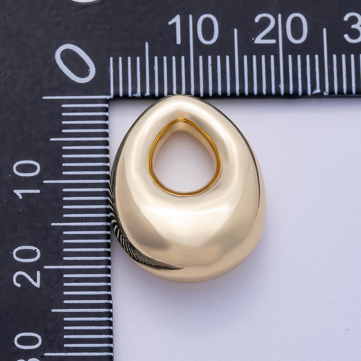 16K Gold Filled 22mm Minimalist Chubby Geometric Teardrop Bead Pendant Chunky Water Drop for Modern DIY Necklaces High Polish | BEADS-00235