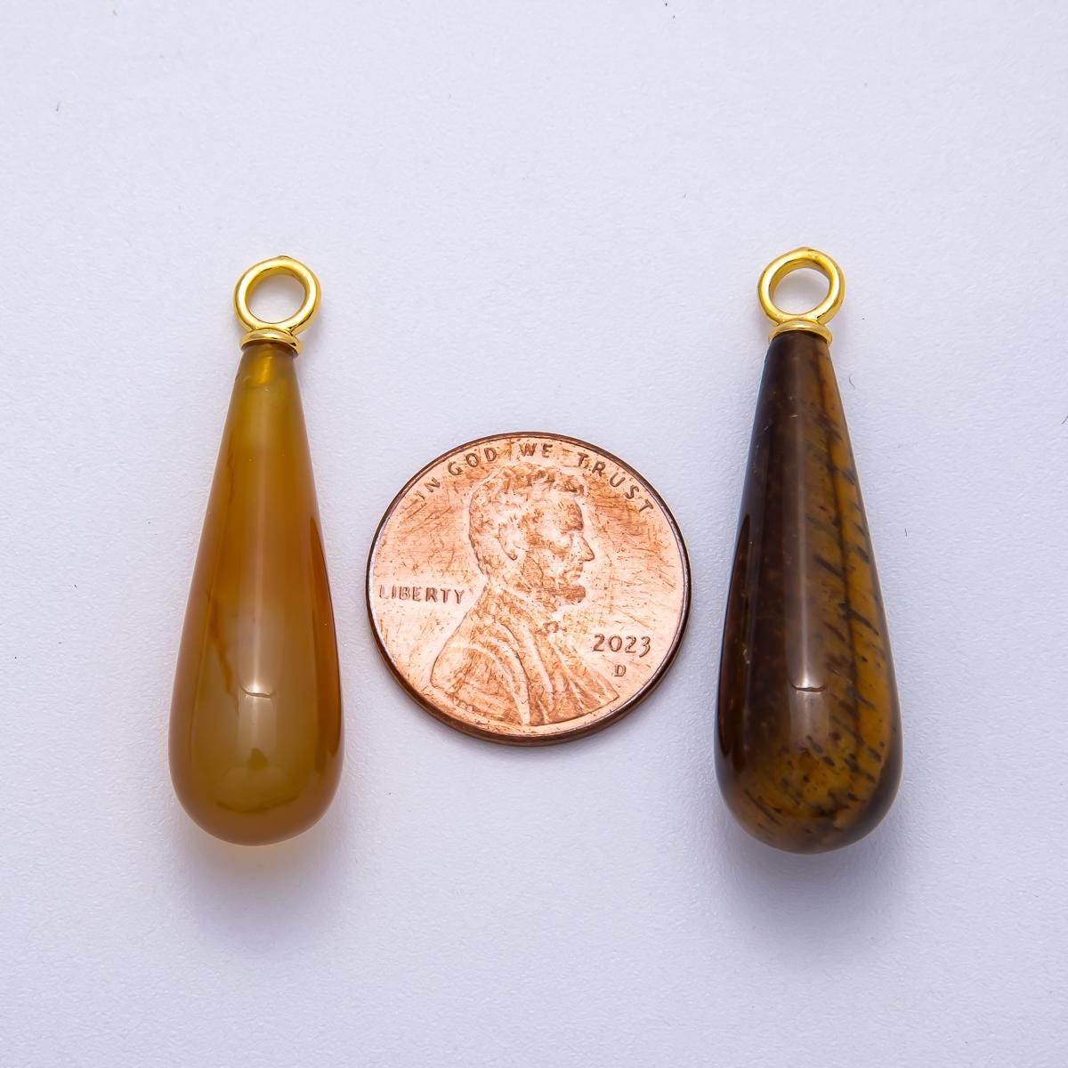 18K Gold Filled 37mm Multicolor Natural Gemstone Long Teardrop Pendant DIY Jewelry Healing Crystal Drops Boho Necklace Supply | Charms-00522