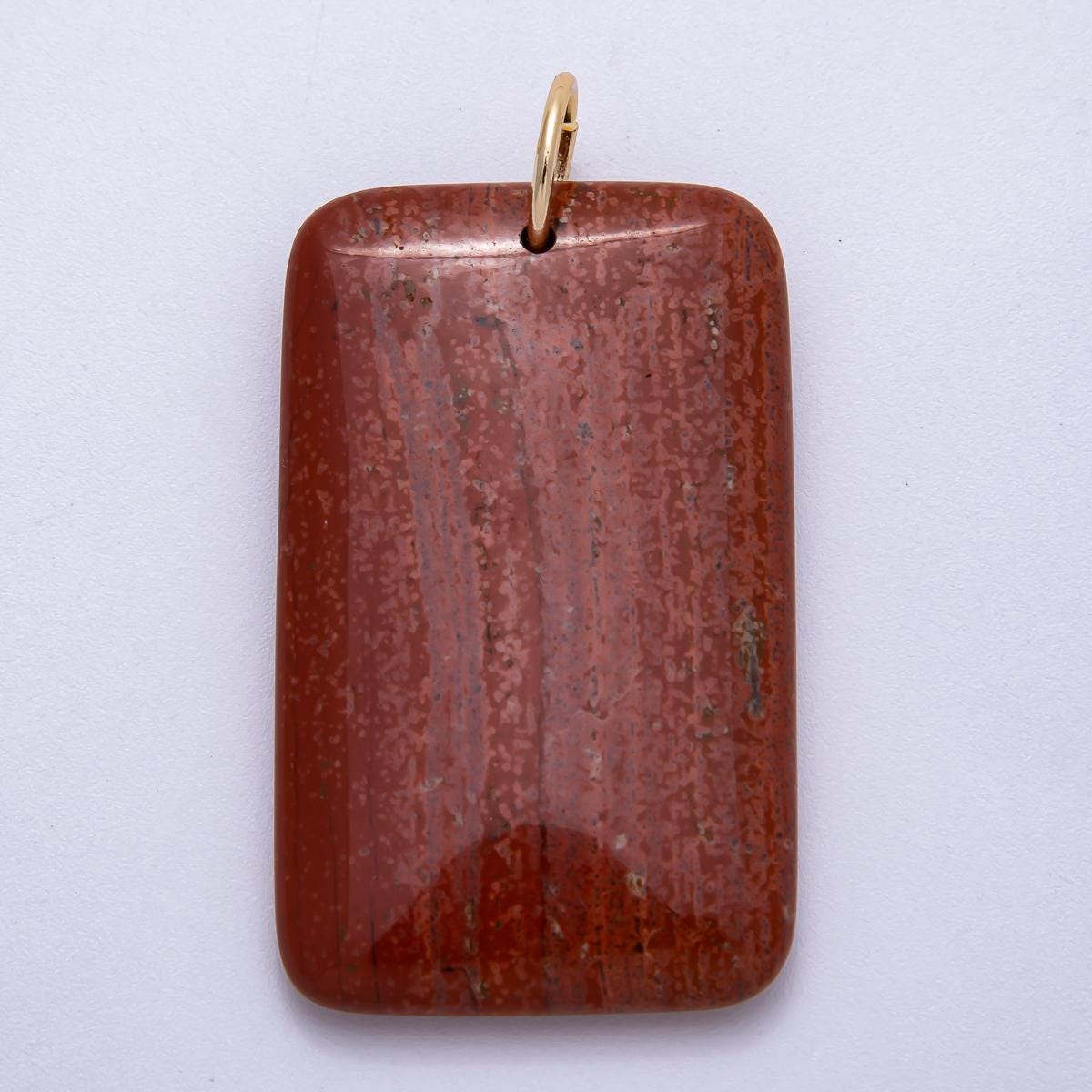 18K Gold Filled 50mm Tiger Eye, Aventurine, Red Jasper Natural Gemstone Rectangle Pendant flat stone charm for diy jewelry | Charms-00530