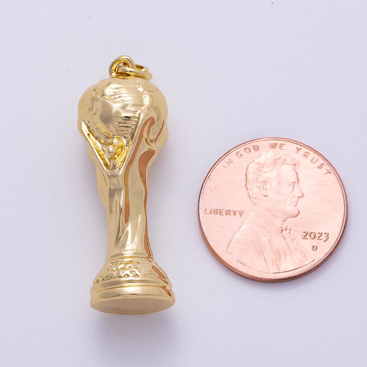 16k gold filled World Cup Trophy Charm 32.7mm Soccer Fan Jewelry Sports Pedant for Necklace or Bracelet Football Lovers Gift | CHARMS-00492