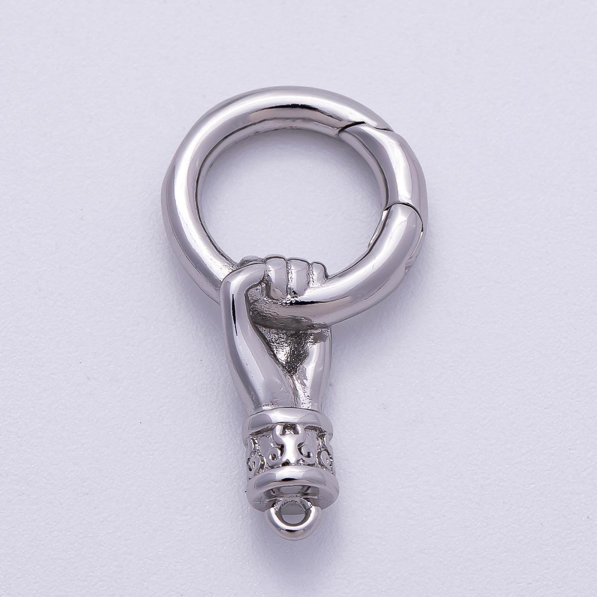 Silver Hand Charm Holder 28.9mm Victorian Style Ring Connector Pendant Link for Necklace Personalized Gift for Him or Her | FINDINGS-00136
