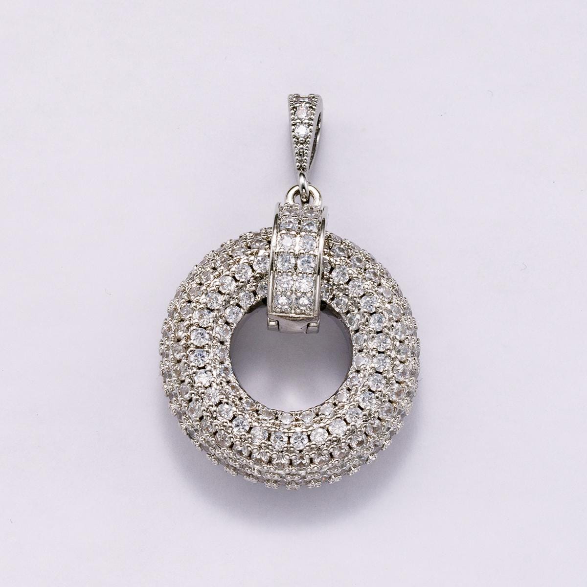14k Gold Filled 35mm Micro Paved CZ Donut Pendant Circular Medallion DIY Supply for Jewelry Making custom necklace bracelet | CHARMS-00560