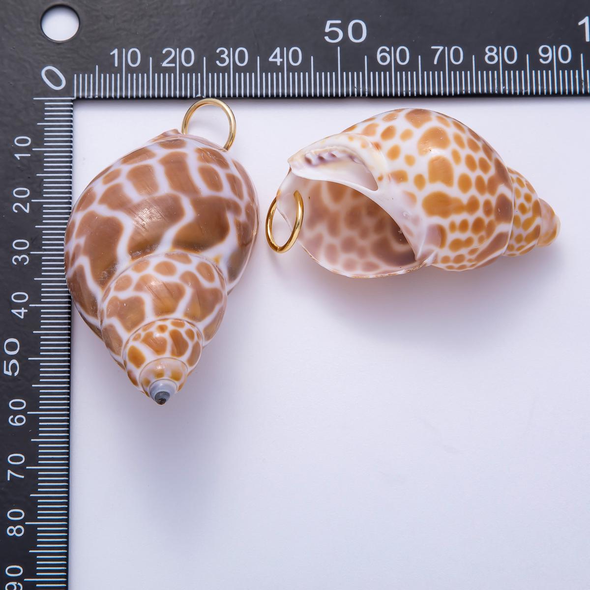 SUMMER 18K Gold Filled 52mm Natural Brown Spotted Conch Shell Pendant Beach Seashell Jewelry DIY Supply custom Necklace | Charms-00559