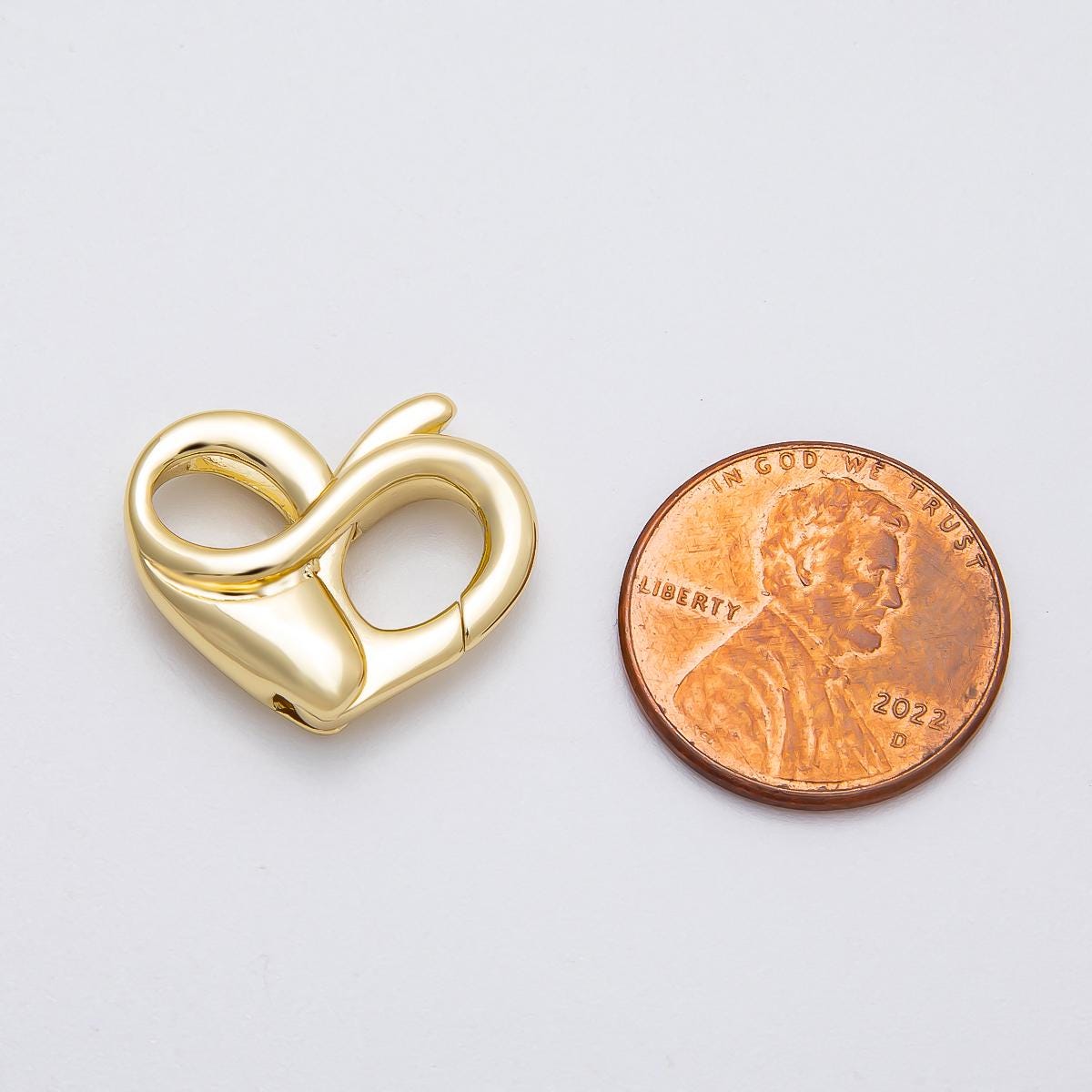 16K Gold Filled 18mm Heart Claw Clasps Findings in Gold & Silver Infinity Double Opening Hook DIY Jewelry Making Supplies | Findings-00146