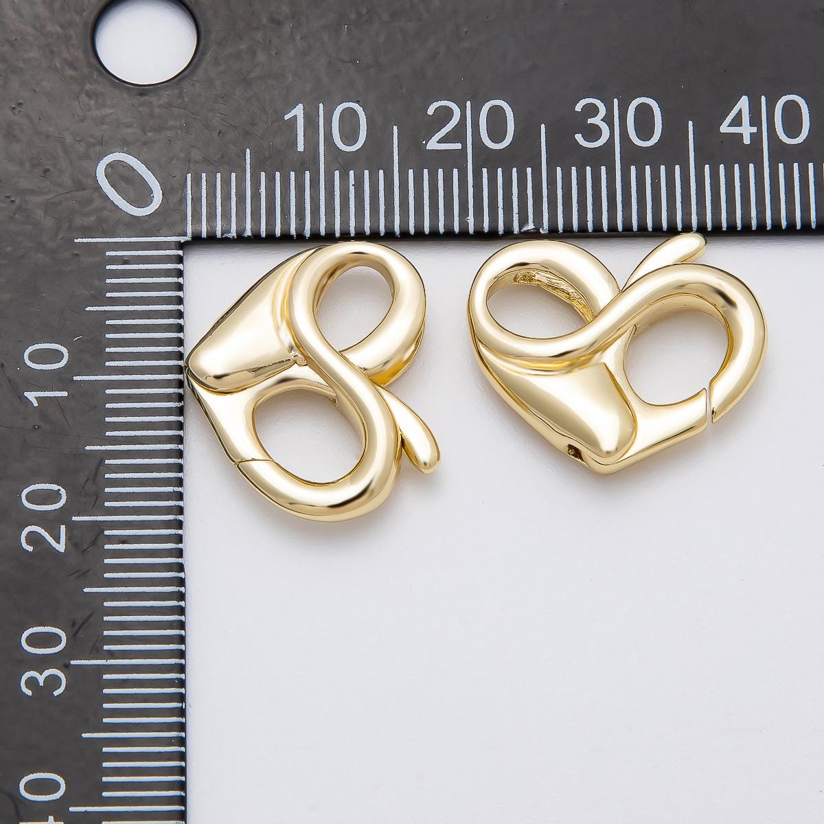 16K Gold Filled 18mm Heart Claw Clasps Findings in Gold & Silver Infinity Double Opening Hook DIY Jewelry Making Supplies | Findings-00146