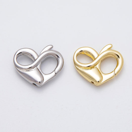 16K Gold Filled 18mm Heart Claw Clasps Findings in Gold & Silver Infinity Double Opening Hook DIY Jewelry Making Supplies | Findings-00146