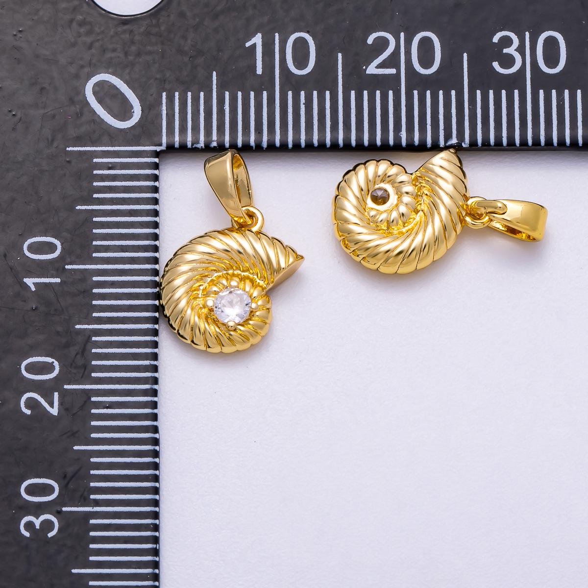 18K Gold Fish Conch Charm Pendant Beach Summer Jewelry Inspired CHARMS-595