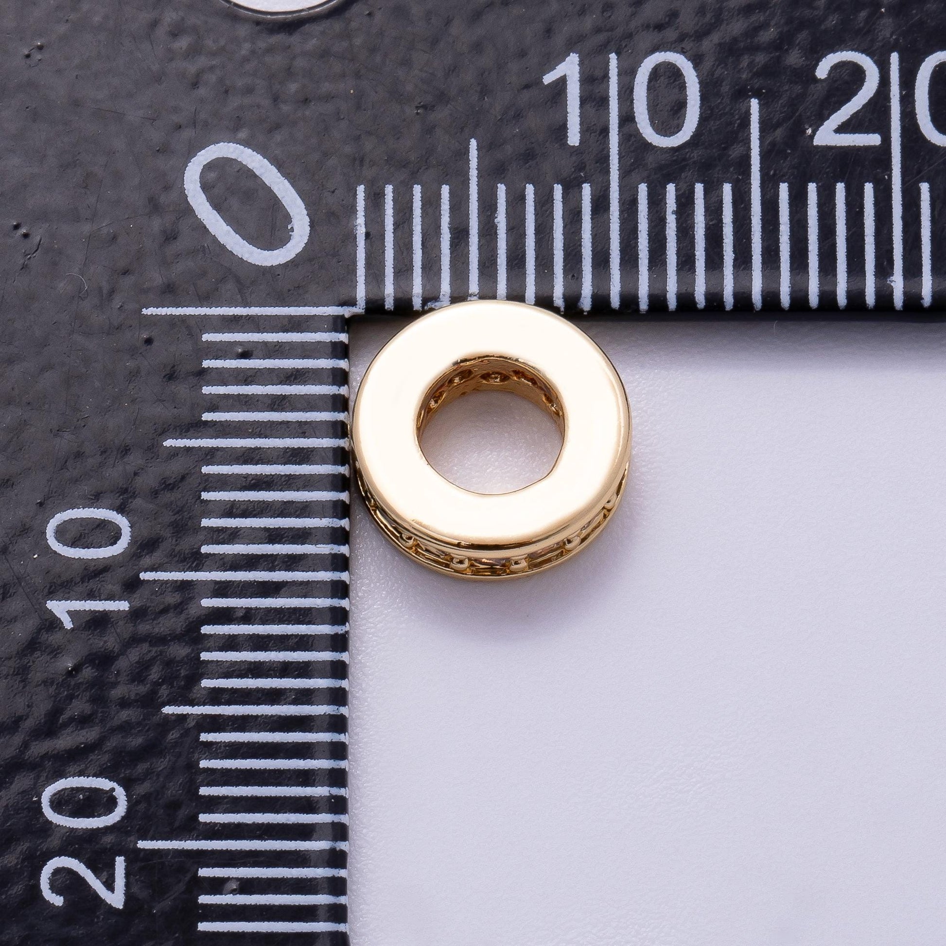 16K Gold Filled 10mm Micro Paved CZ Round Mini Spacer Rondelle in Gold & Silver Flat Circle Disc Bead for DIY Jewelry Making | Beads-00241