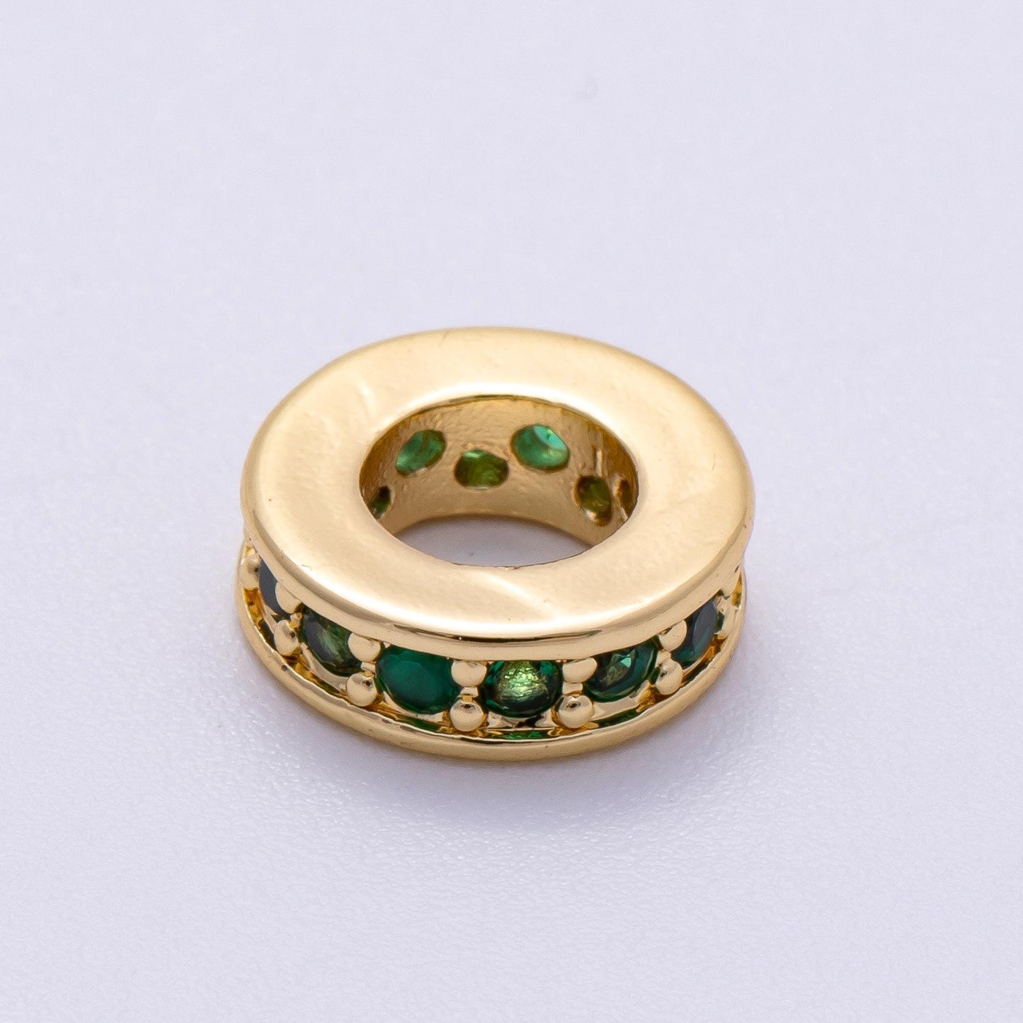 16K Gold Filled 10mm Colorful Micro Paved CZ Round Mini Spacer Rondelle Charm Holder Rainbow Crystal Discs DIY Jewelry Making | Beads-00243
