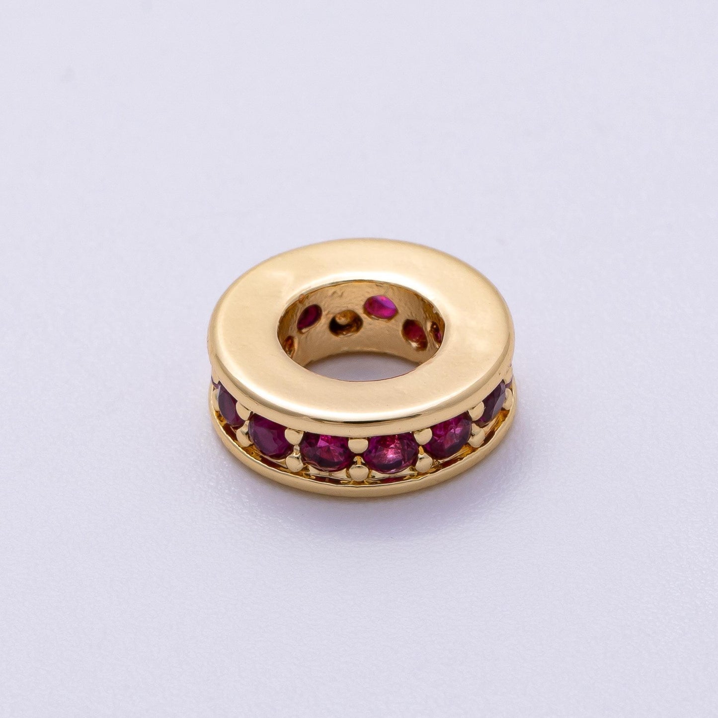 16K Gold Filled 10mm Colorful Micro Paved CZ Round Mini Spacer Rondelle Charm Holder Rainbow Crystal Discs DIY Jewelry Making | Beads-00243
