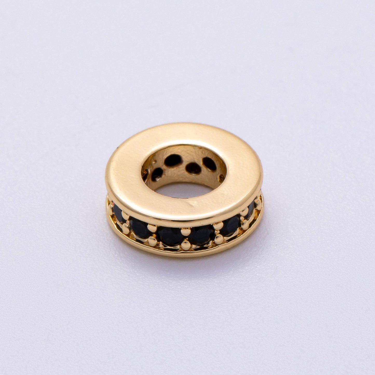 16K Gold Filled 10mm Colorful Micro Paved CZ Round Mini Spacer Rondelle Charm Holder Rainbow Crystal Discs DIY Jewelry Making | Beads-00243