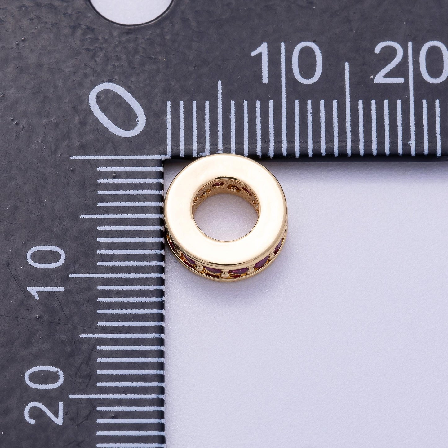 16K Gold Filled 10mm Colorful Micro Paved CZ Round Mini Spacer Rondelle Charm Holder Rainbow Crystal Discs DIY Jewelry Making | Beads-00243
