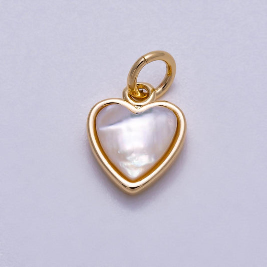 Shell pearl mini heart charm in 18k gold filled pendant for earring bracelet necklace supply Charms-593