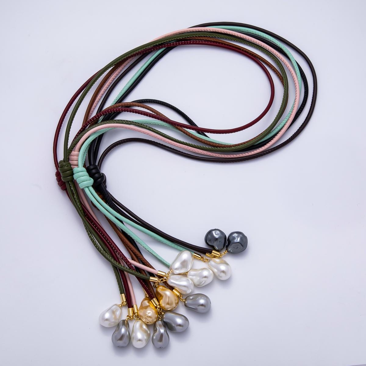 Dainty Soft Leather feel Lariat Knot Tied Necklace for Cord Necklace Supply | WA-4369