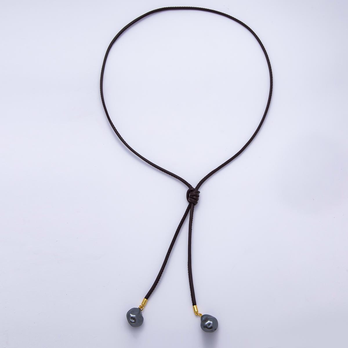 Dainty Soft Leather feel Lariat Knot Tied Necklace for Cord Necklace Supply | WA-4369