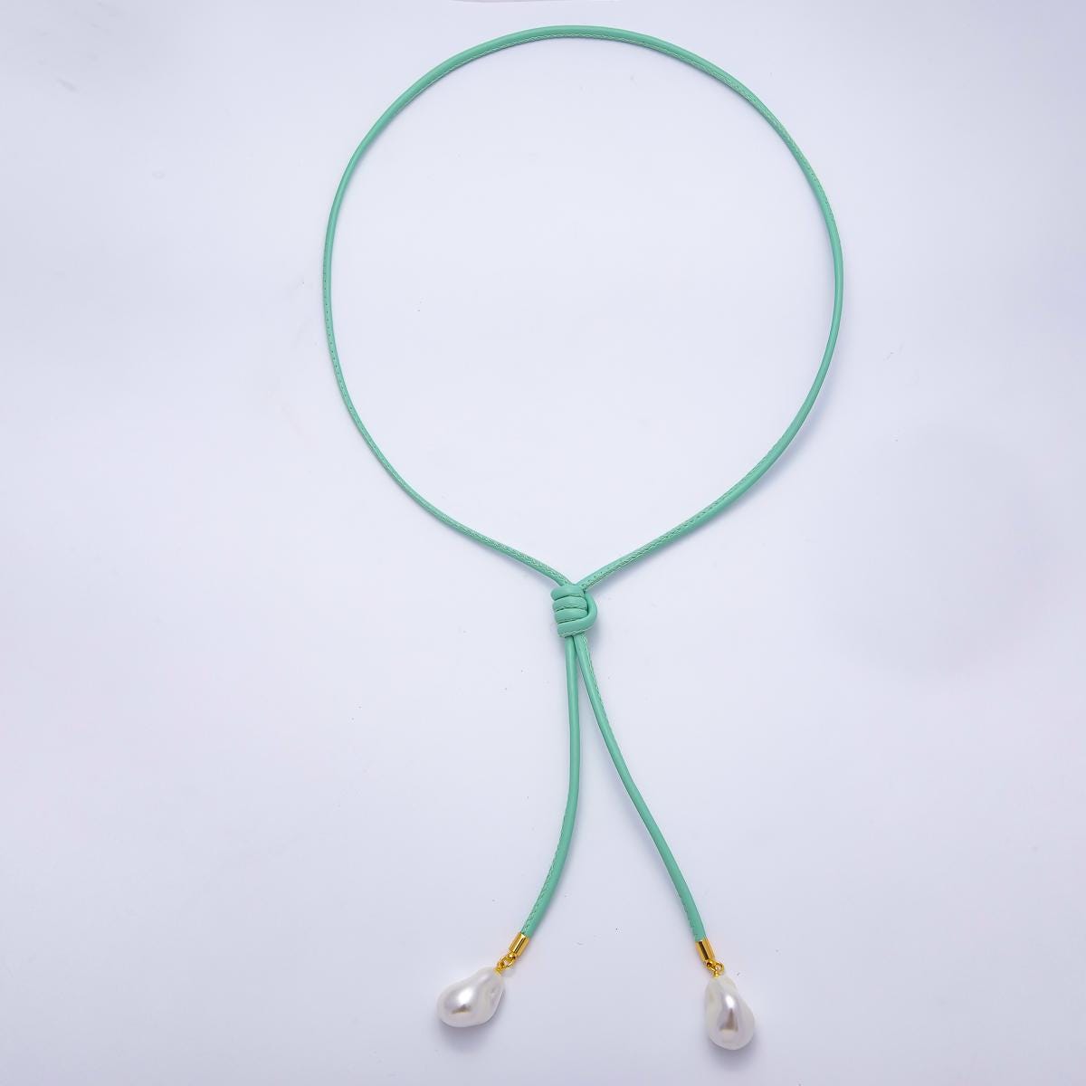 Dainty Soft Leather feel Lariat Knot Tied Necklace for Cord Necklace Supply | WA-4369