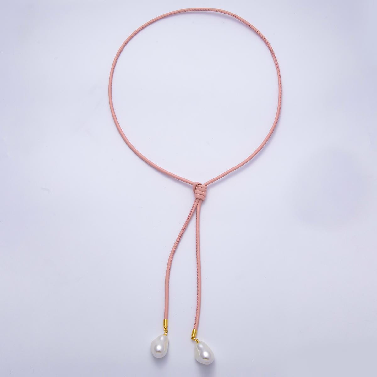 Dainty Soft Leather feel Lariat Knot Tied Necklace for Cord Necklace Supply | WA-4369