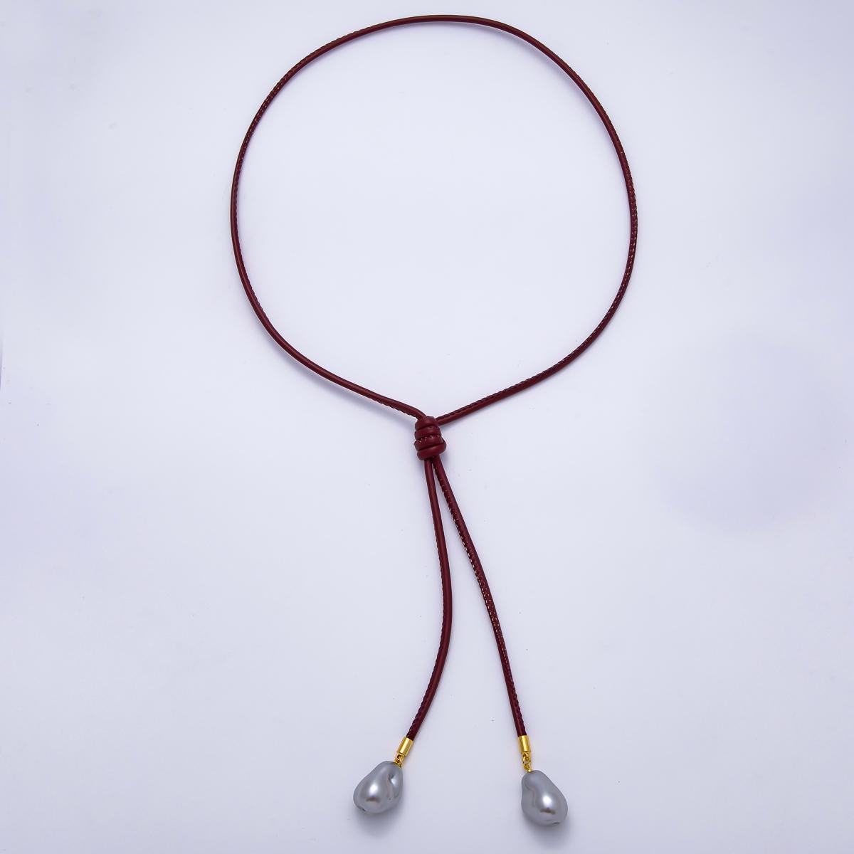 Dainty Soft Leather feel Lariat Knot Tied Necklace for Cord Necklace Supply | WA-4369