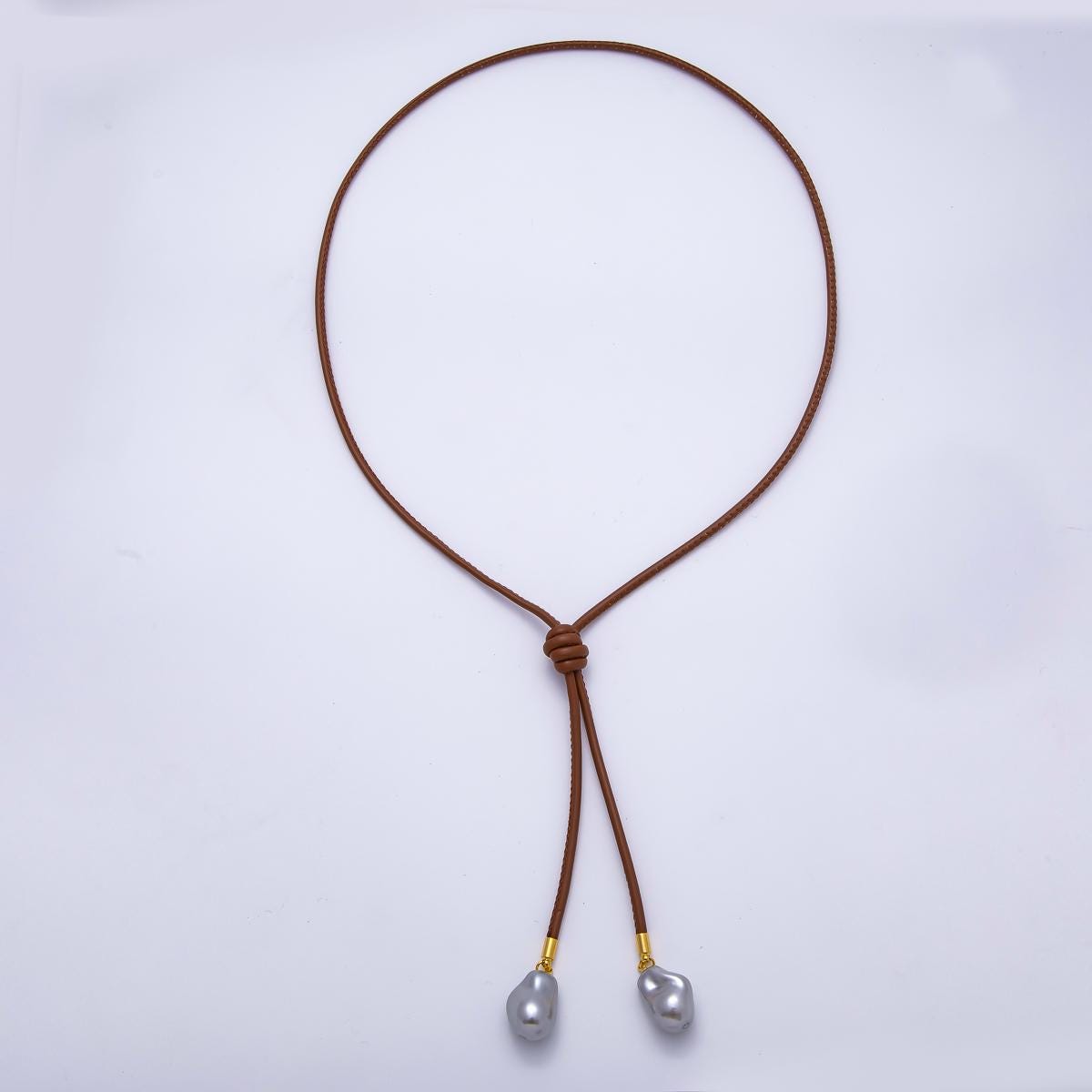 Dainty Soft Leather feel Lariat Knot Tied Necklace for Cord Necklace Supply | WA-4369