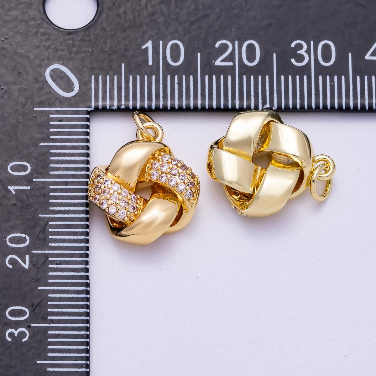 16K Gold Filled 17mm Micro Paved CZ Geometric Knot Round Charm Eternal Love Pendant Gift for Her Anniversary Jewelry Supply | Charms-00576