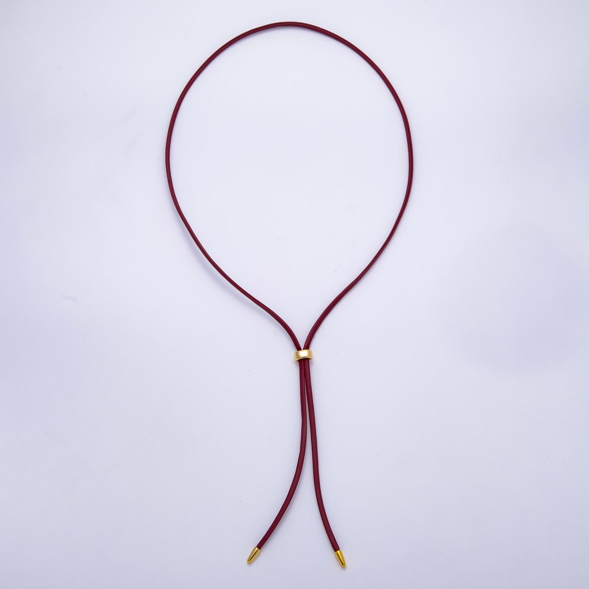 Dainty 2.5mm Leather Bolo Slide Adjustable 26 Inch Lariat Necklace | WA-04338 ~ WA-04343