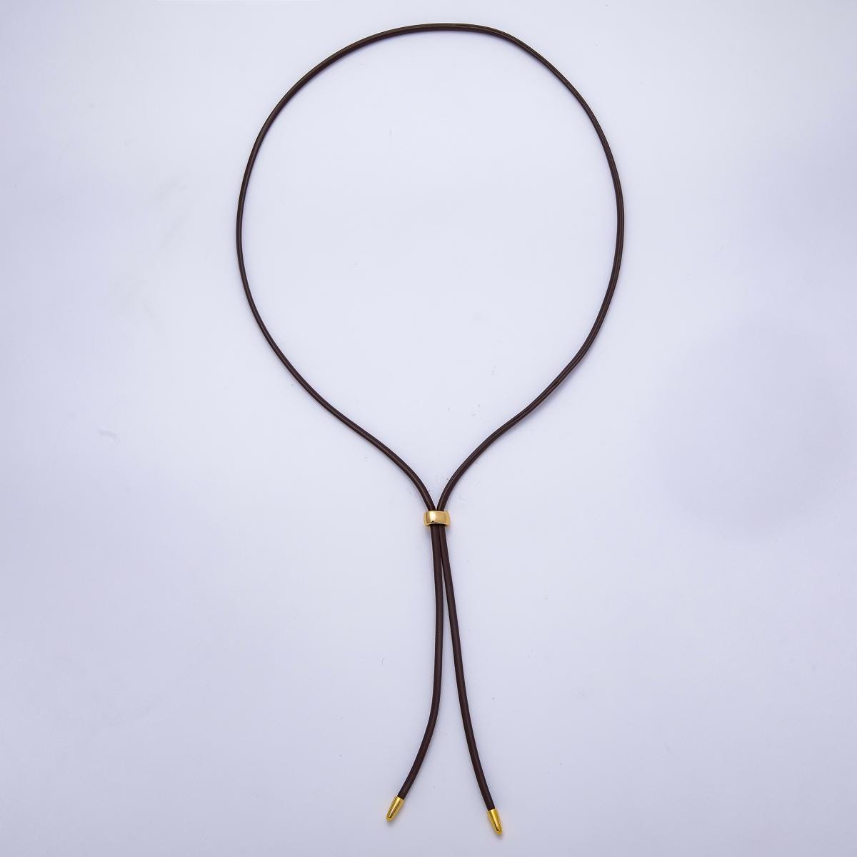Dainty 2.5mm Leather Bolo Slide Adjustable 26 Inch Lariat Necklace | WA-04338 ~ WA-04343