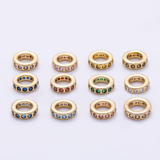 Birthstone Bead Spacer Charm 10mm 14k Gold Filled Gemstone Rondelle Charms with Big Hole for Bracelet, Necklace Component Beads-248