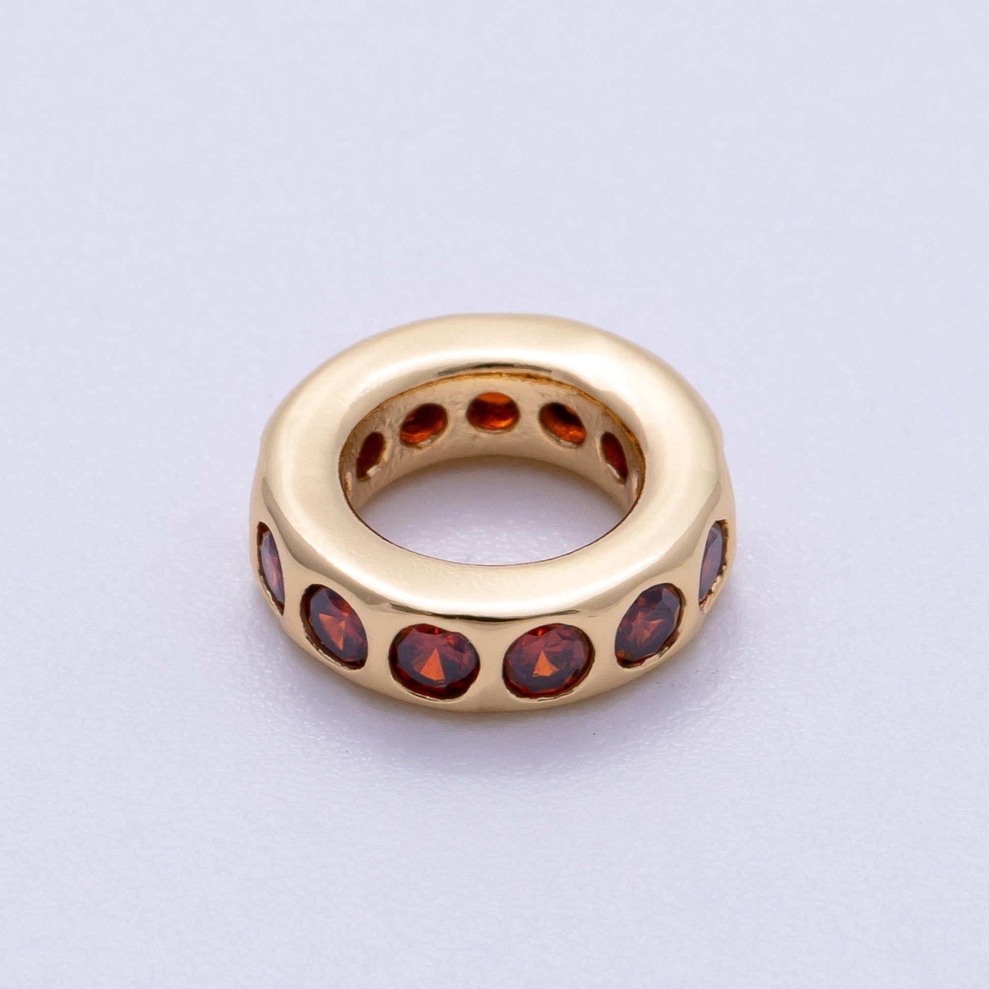 Birthstone Bead Spacer Charm 10mm 14k Gold Filled Gemstone Rondelle Charms with Big Hole for Bracelet, Necklace Component Beads-248