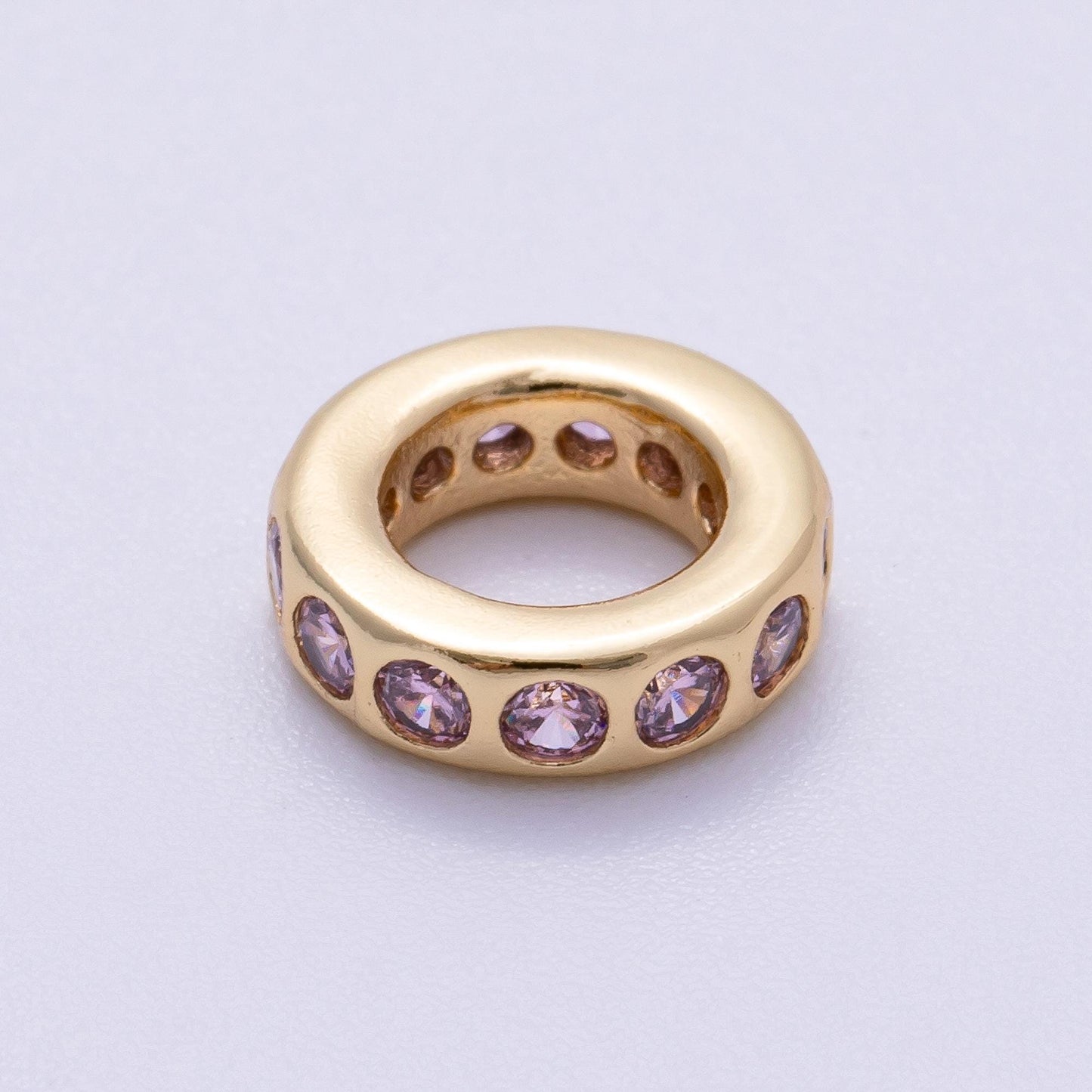 Birthstone Bead Spacer Charm 10mm 14k Gold Filled Gemstone Rondelle Charms with Big Hole for Bracelet, Necklace Component Beads-248